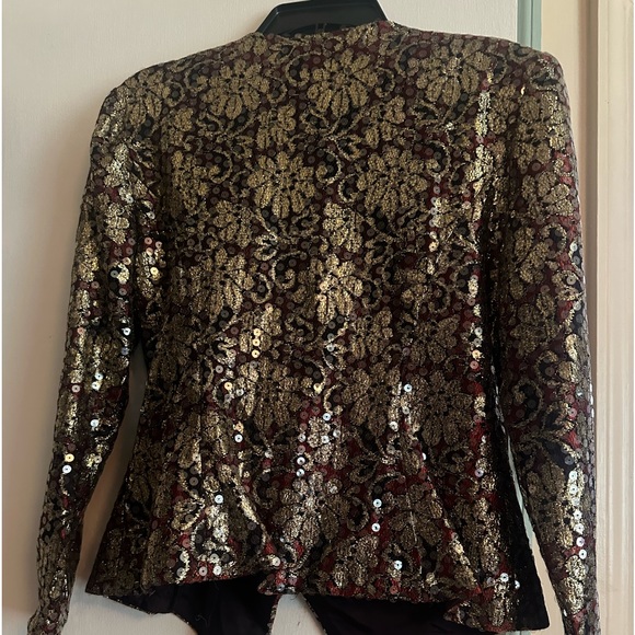 VINTAGE Gold Sequined Jacket Size 9/10 BY Shuet Young for HW Collections - Picture 4 of 4